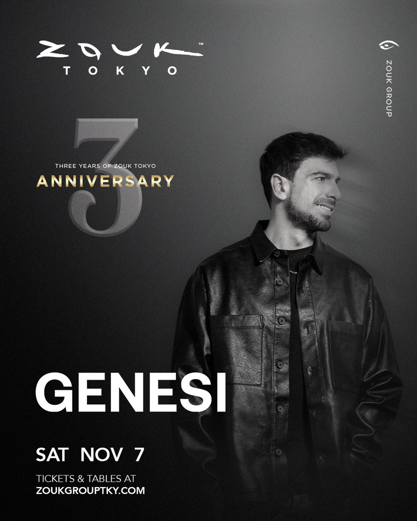 @genesiofc makes his #zouktokyo🇯🇵 debut on SAT, NOV 7 as part of our THREE YEAR